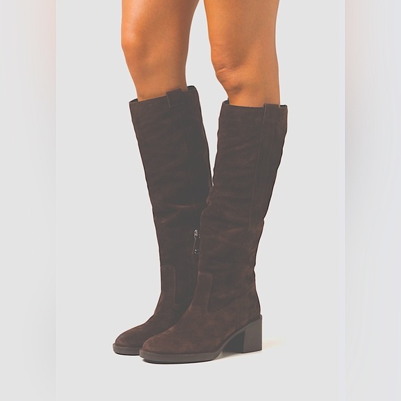 PRADA BROWN SUEDE RIDING BOOTS SIZE 37 MADE IN ITALY - Picture 1 of 12
